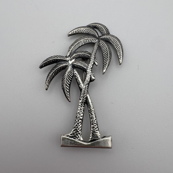 Beau Hudson Jewelry - Vintage Beau Sterling Silver Palm Tree Brooch Pin Tropical Beach 1.85in 3.53g